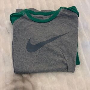 Nike Gray and Green Baseball Tee